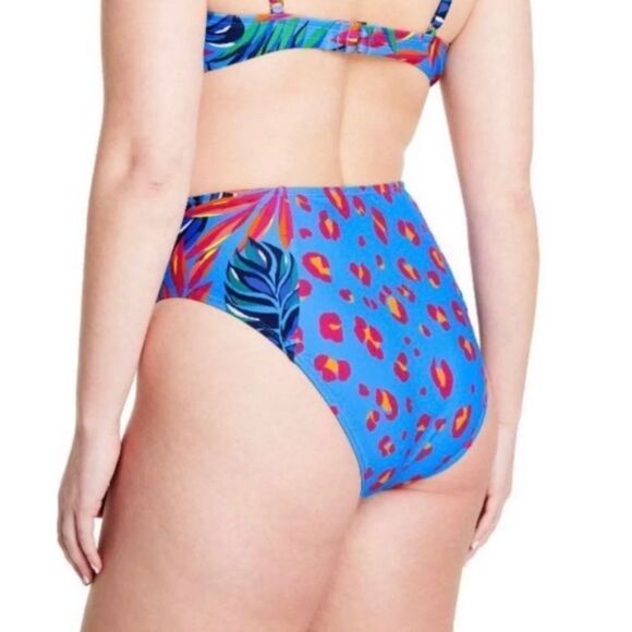 Tabitha Brown Tropical Leopard Print High Cut Bottoms size M - Picture 2 of 5